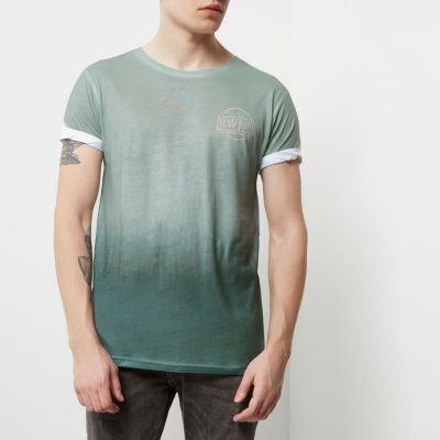 Mint green New York fade T-shirt